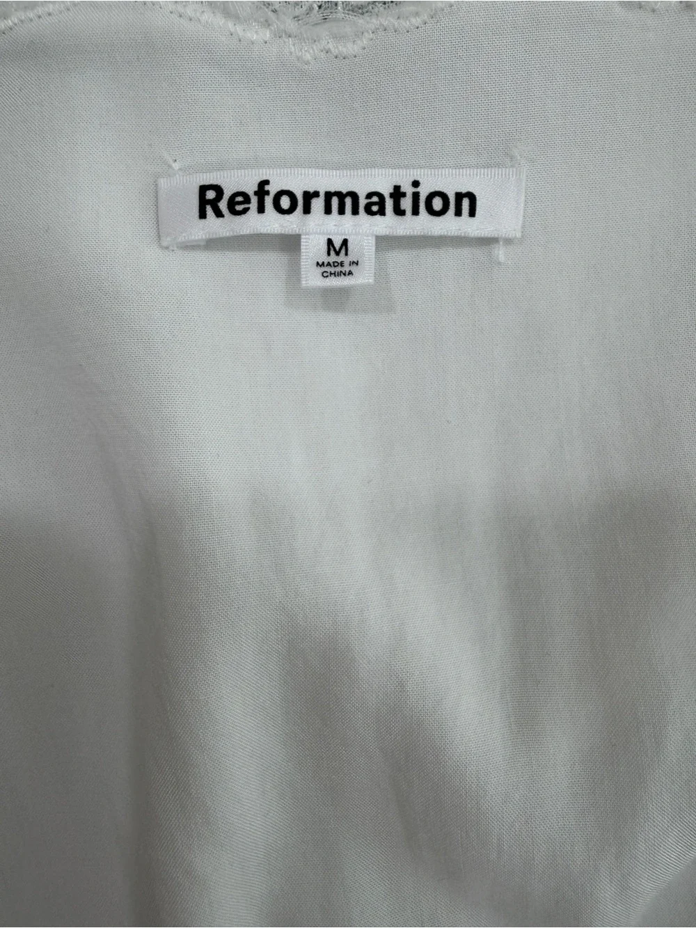Reformation White Lace-Trim Blouse